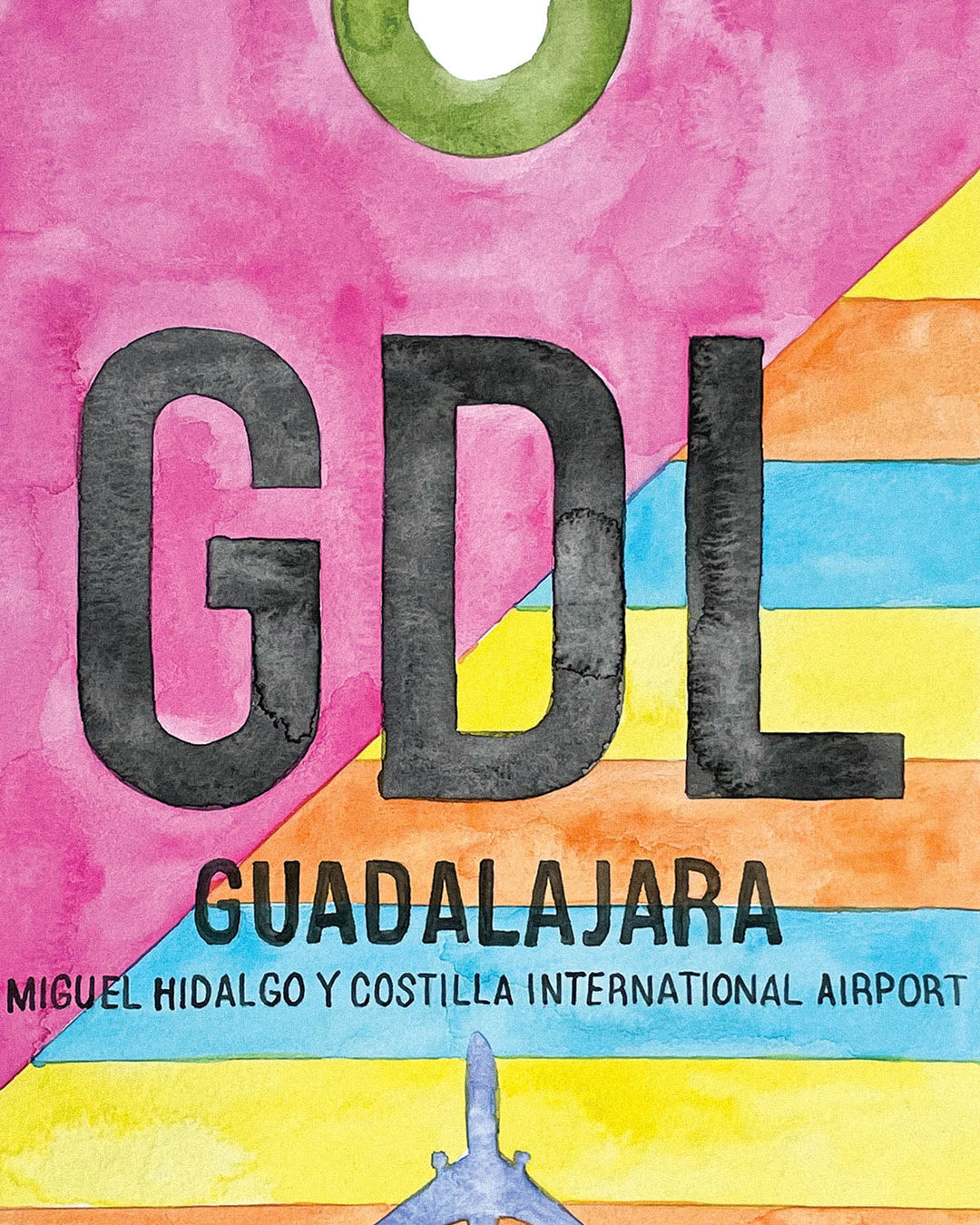 Closeup Watercolor Print of Guadalajara International Airport (GDL)