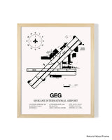 Detailed Airport Map of Spokane International Airport (GEG) in White with a Natural Frame
