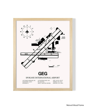 Detailed Airport Map of Spokane International Airport (GEG) in White with a Natural Frame