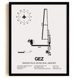 Framed Detailed Airport Map of Shelbyville Municipal Airport (GEZ) in White with a Black Frame