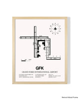 Detailed Airport Map of Grand Forks International Airport (GFK) in White with a Natural Frame