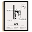 Framed Detailed Airport Map of Grand Forks International Airport (GFK) in White with a Black Frame