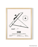 Detailed Airport Map of Georgetown County Airport (GGE) in White with a Natural Frame