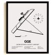 Framed Detailed Airport Map of Georgetown County Airport (GGE) in White with a Black Frame