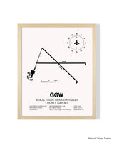 Detailed Airport Map of Wokal Field / Glasgow-Valley County Airport (GGW) in White with a Natural Frame