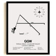 Framed Detailed Airport Map of Wokal Field / Glasgow-Valley County Airport (GGW) in White with a Black Frame