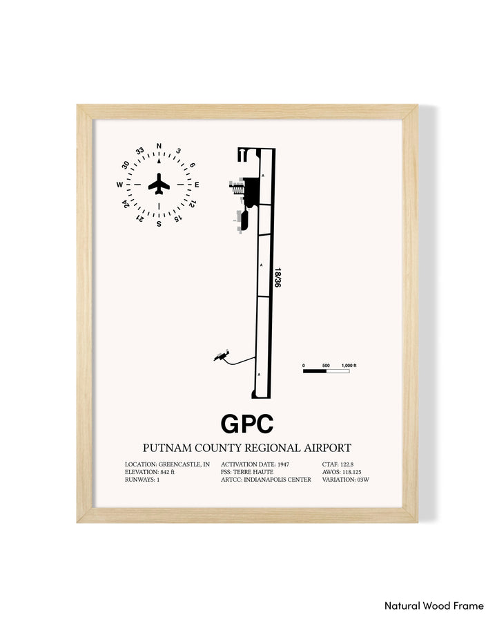 Detailed Airport Map of Putnam County Regional Airport (GPC) in White with a Natural Frame