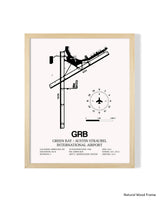 Detailed Airport Map of Green Bay/Austin Straubel International Airport (GRB) in White with a Natural Frame