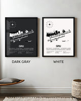GRU Airport Map, Guarulhos / Gov. Andre Franco Montoro Print