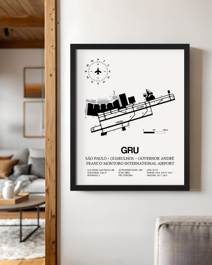 GRU Airport Map, Guarulhos / Gov. Andre Franco Montoro Print