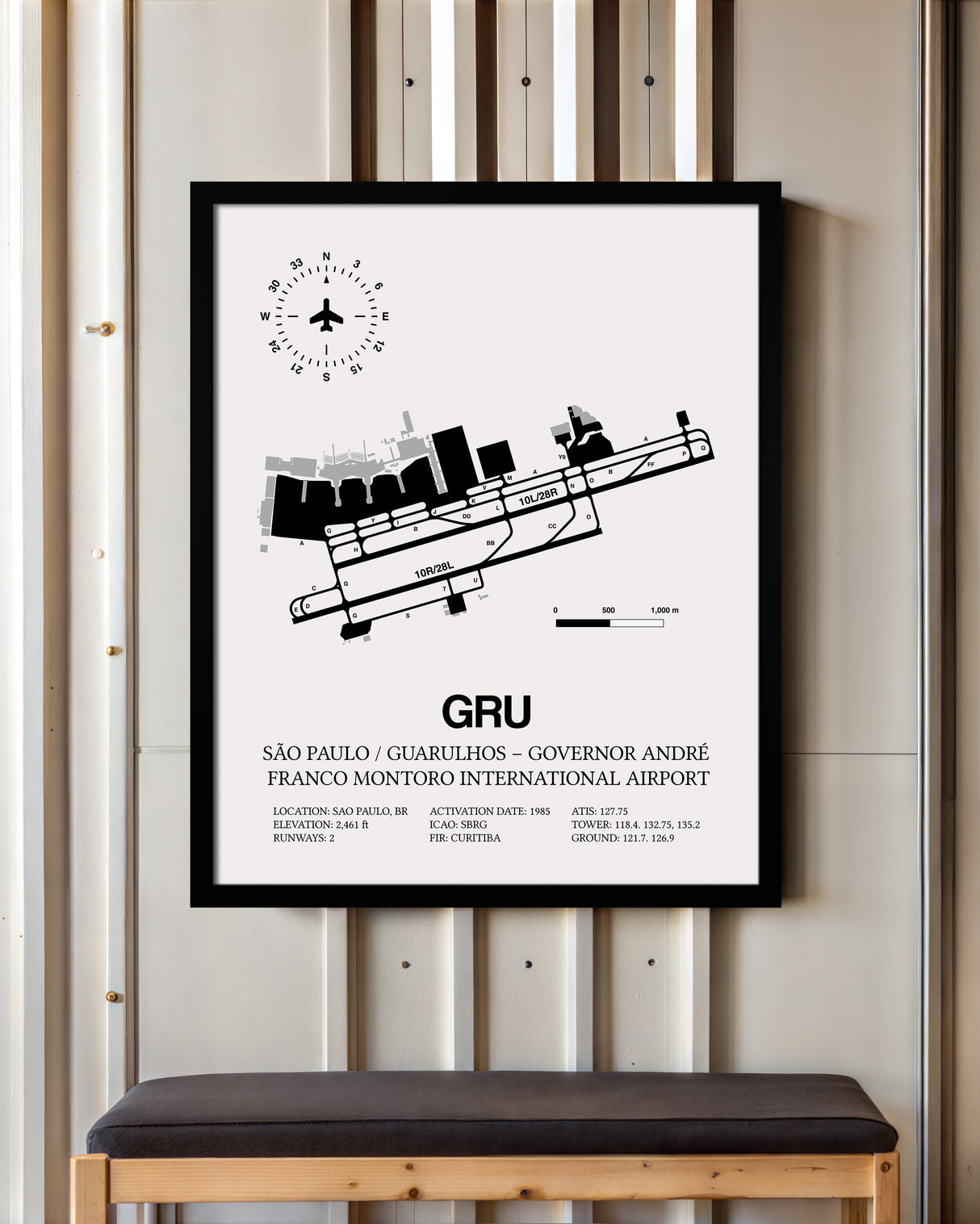 GRU Airport Map, Guarulhos / Gov. Andre Franco Montoro Print