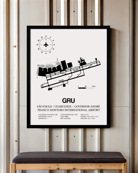 GRU Airport Map, Guarulhos / Gov. Andre Franco Montoro Print