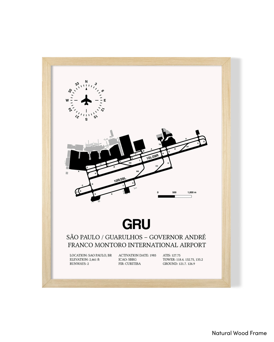 GRU Airport Map, Guarulhos / Gov. Andre Franco Montoro Print