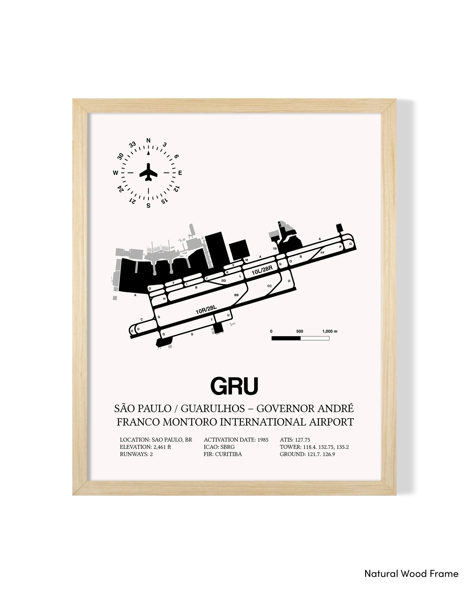 GRU Airport Map, Guarulhos / Gov. Andre Franco Montoro Print
