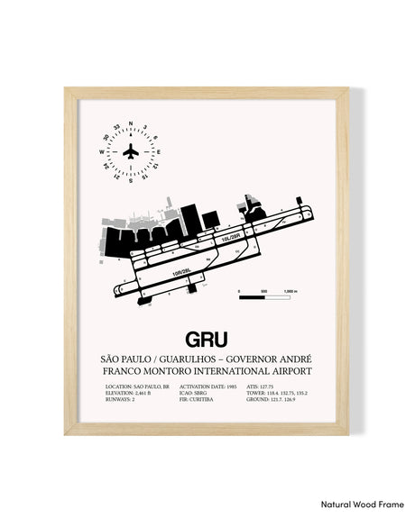 GRU Airport Map, Guarulhos / Gov. Andre Franco Montoro Print