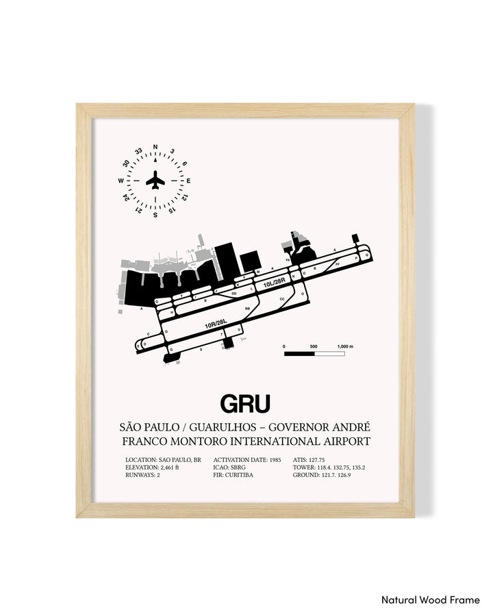 GRU Airport Map, Guarulhos / Gov. Andre Franco Montoro Print