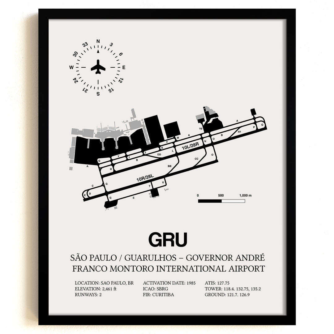 GRU Airport Map, Guarulhos / Gov. Andre Franco Montoro Print
