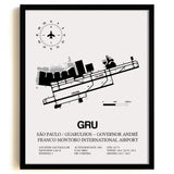 GRU Airport Map, Guarulhos / Gov. Andre Franco Montoro Print