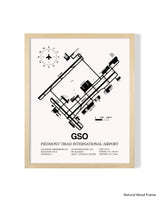 Detailed Airport Map of Piedmont Triad International Airport (GSO) in White with a Natural Frame