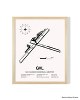 Detailed Airport Map of Lee Gilmer Memorial Airport (GVL) in White with a Natural Frame