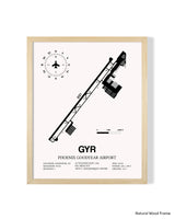 Detailed Airport Map of Phoenix Goodyear Airport (GYR) in White with a Natural Frame