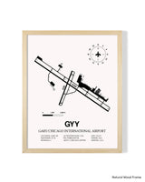 Detailed Airport Map of Gary/Chicago International Airport (GYY) in White with a Natural Frame