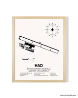 Detailed Airport Map of Butler County Regional Airport/Hogan Field (HAO) in White with a Natural Frame
