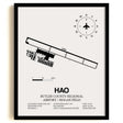 Framed Detailed Airport Map of Butler County Regional Airport/Hogan Field (HAO) in White with a Black Frame