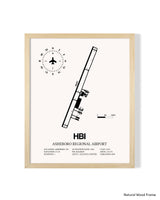 Detailed Airport Map of Asheboro Regional Airport (HBI) in White with a Natural Frame