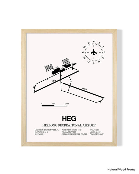 Detailed Airport Map of Herlong Recreational Airport (HEG) in White with a Natural Frame