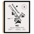 Framed Detailed Airport Map of Portland - Hillsboro Airport (HIO) in White with a Black Frame
