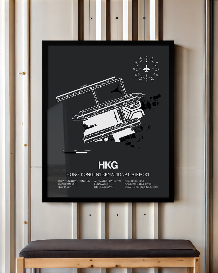 HKG Airport Map, Hong Kong International Airport Print