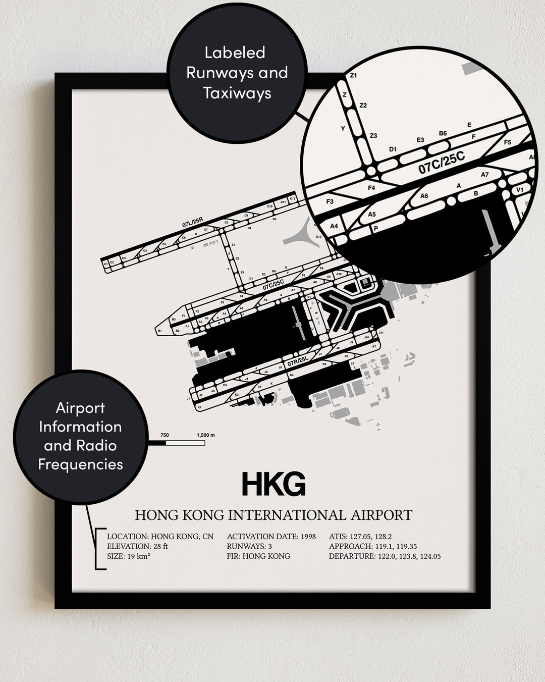 HKG Airport Map, Hong Kong International Airport Print