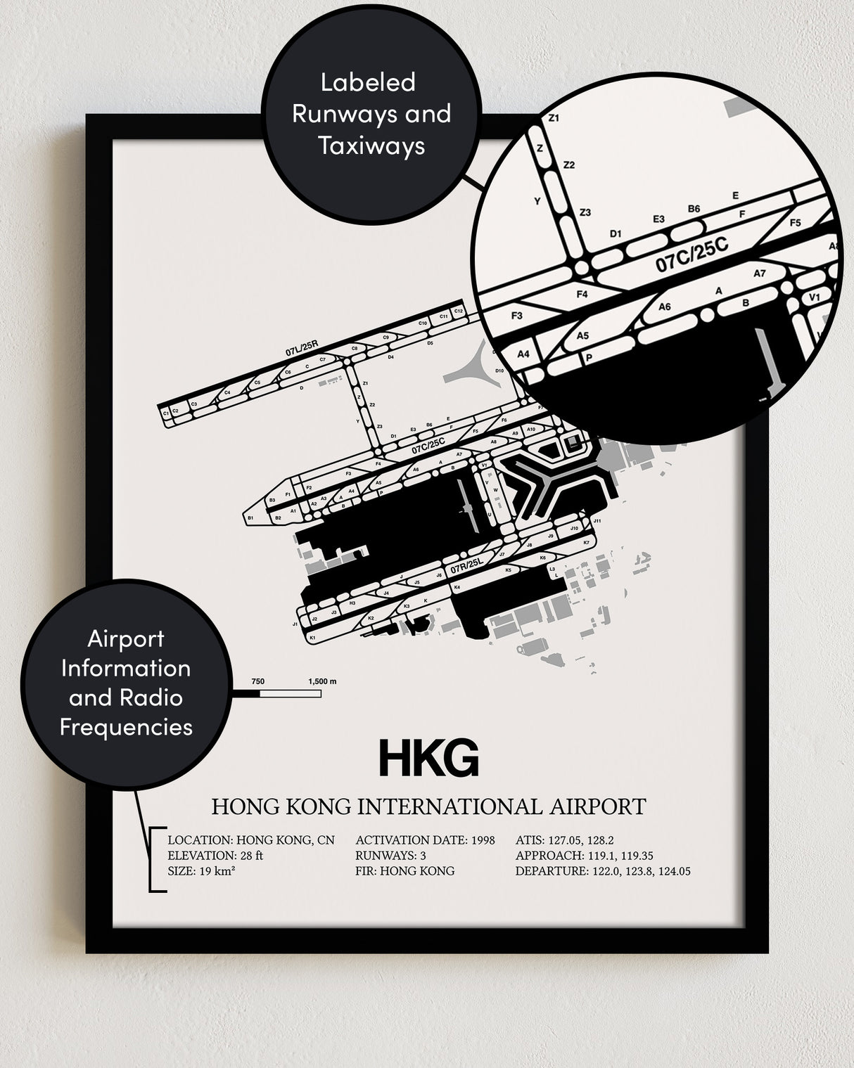 HKG Airport Map, Hong Kong International Airport Print