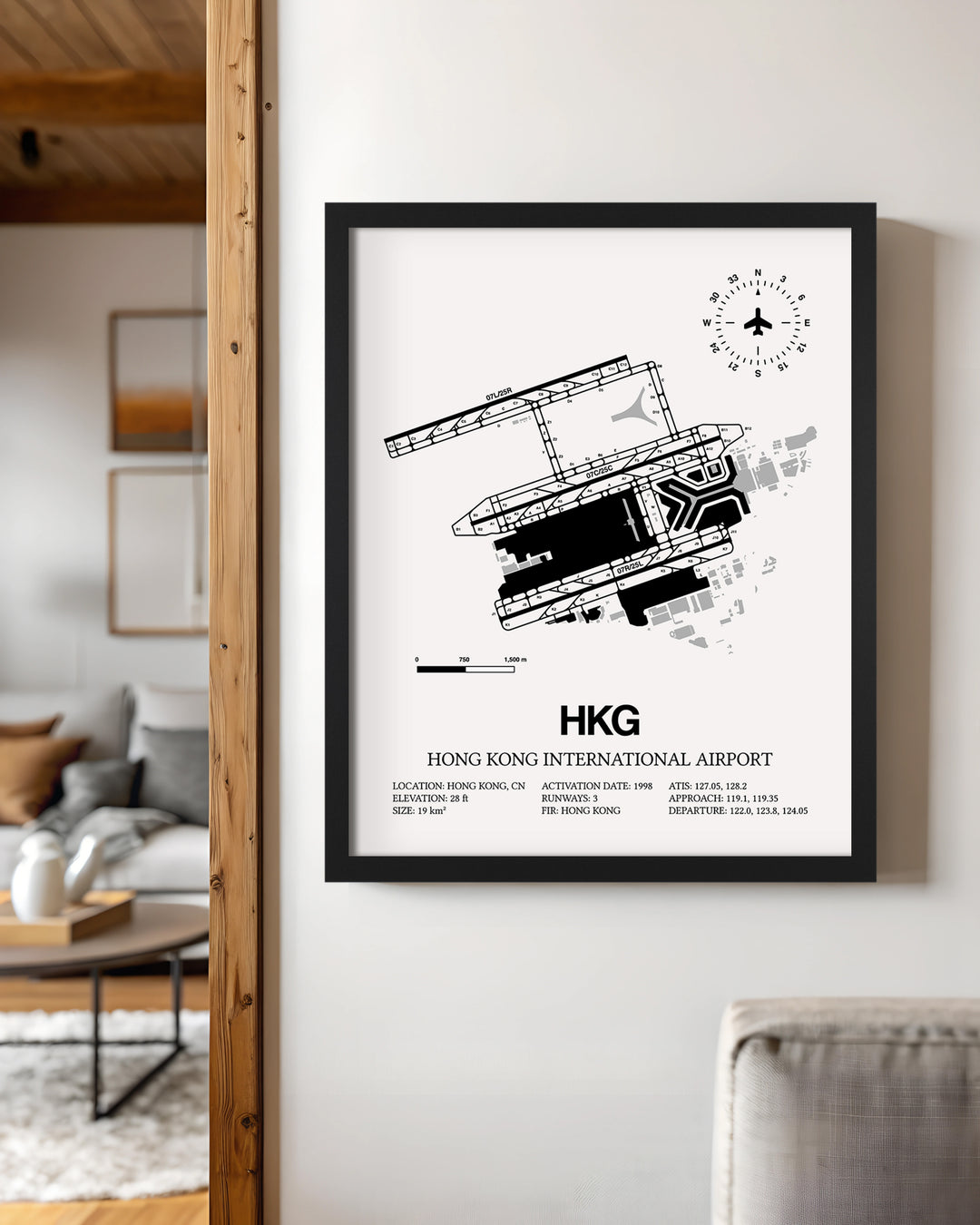 HKG Airport Map, Hong Kong International Airport Print