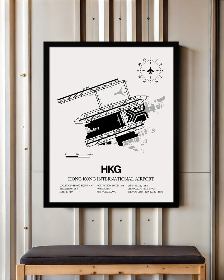 HKG Airport Map, Hong Kong International Airport Print