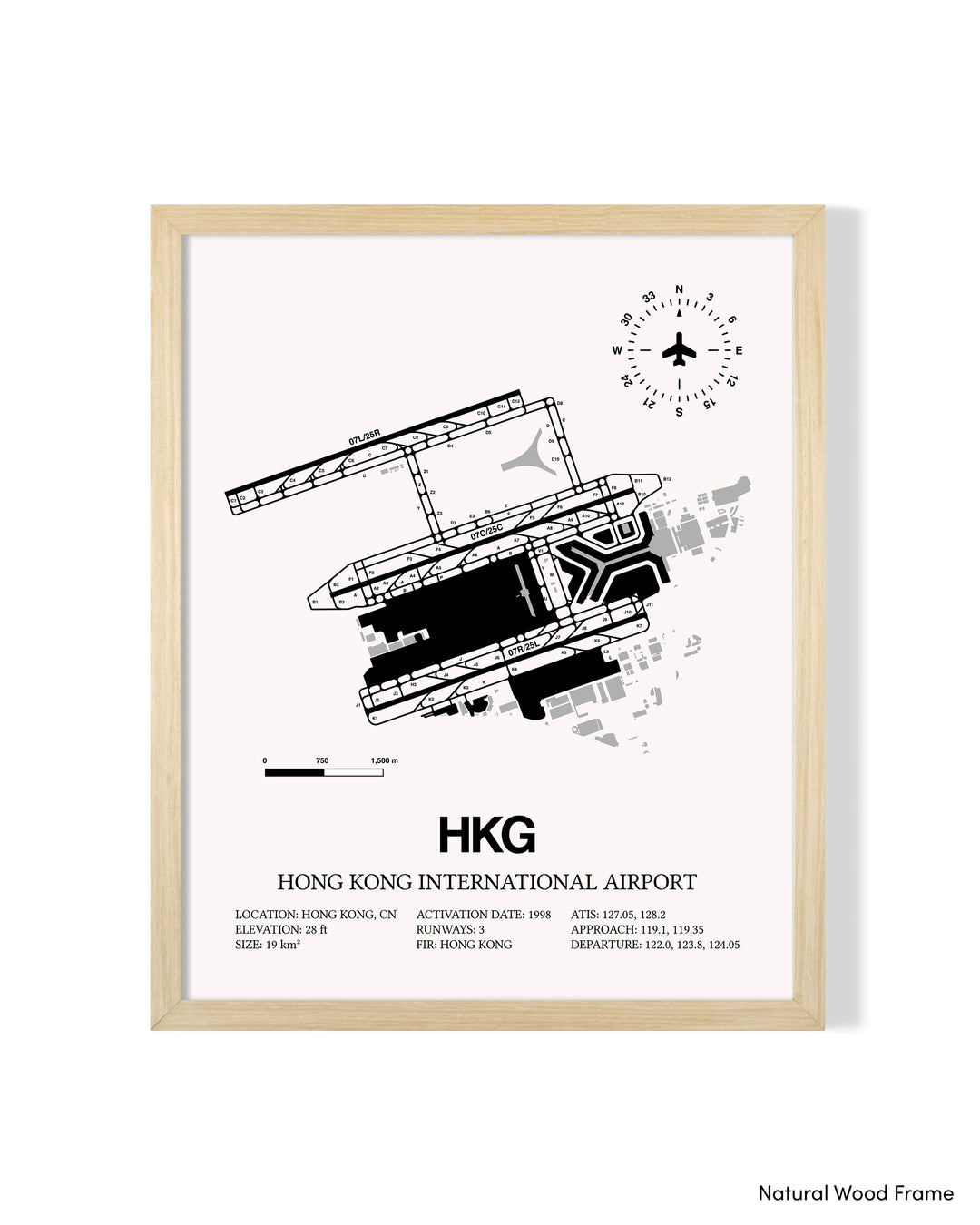 HKG Airport Map, Hong Kong International Airport Print