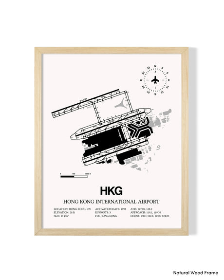 HKG Airport Map, Hong Kong International Airport Print