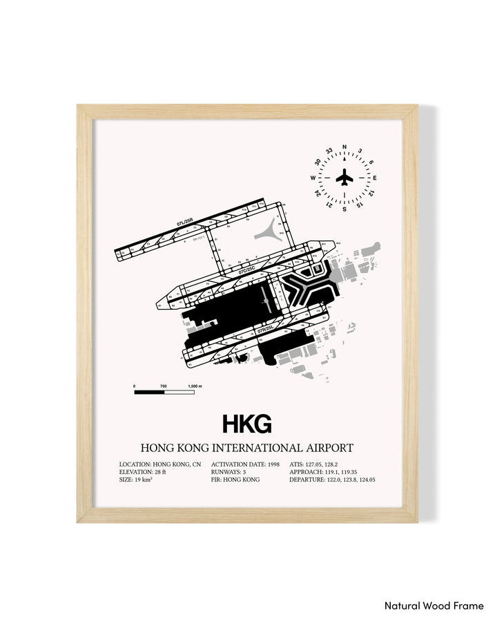 HKG Airport Map, Hong Kong International Airport Print