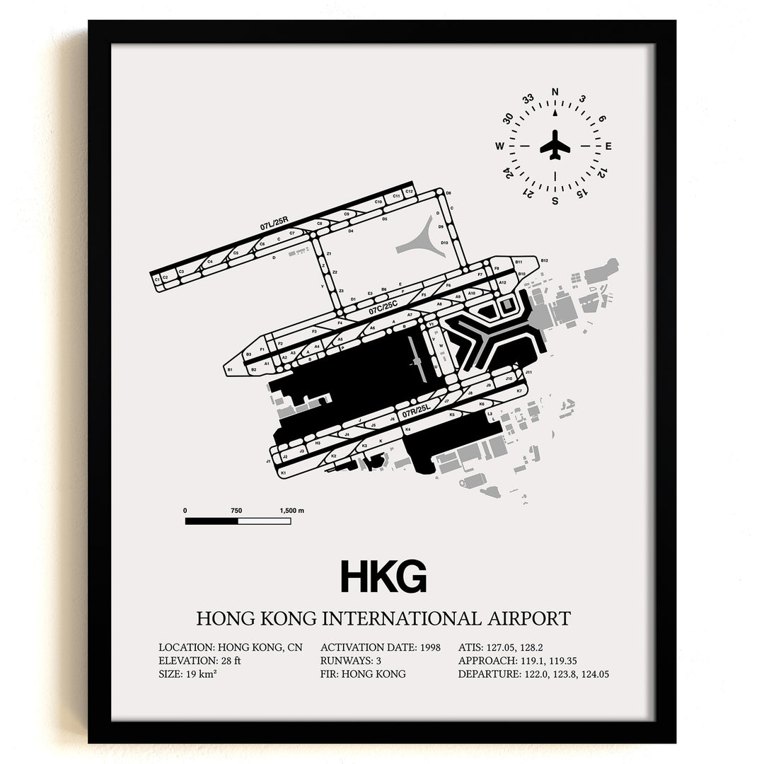 HKG Airport Map, Hong Kong International Airport Print