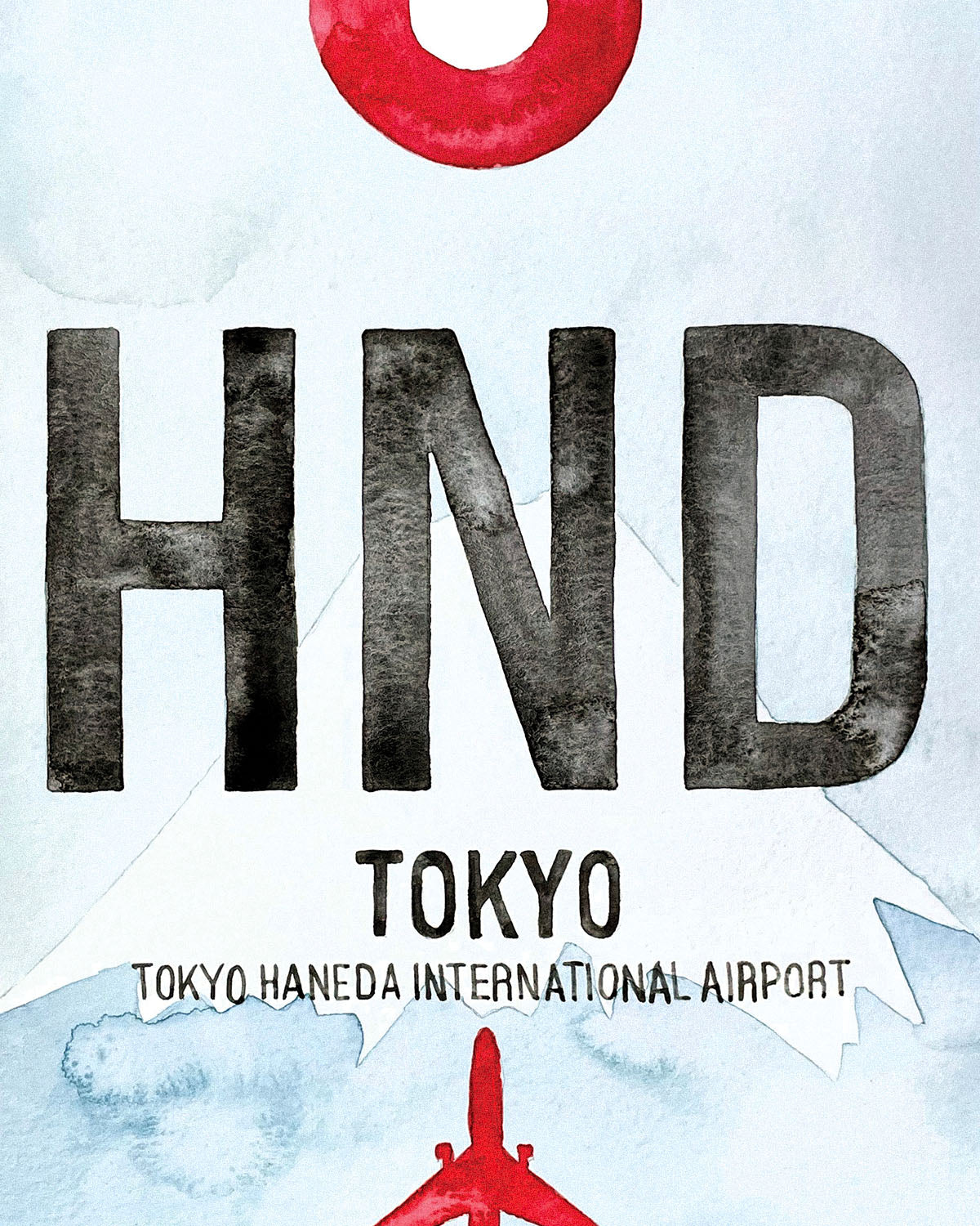 Closeup Watercolor Print of Toyko Haneda International Airport (HND)