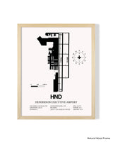 Detailed Airport Map of Henderson Executive Airport (HND) in White with a Natural Frame