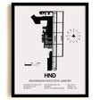 Framed Detailed Airport Map of Henderson Executive Airport (HND) in White with a Black Frame