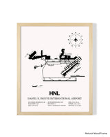 Detailed Airport Map of Daniel K Inouye International Airport (HNL) in White with a Natural Frame