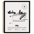 Framed Detailed Airport Map of Daniel K Inouye International Airport (HNL) in White with a Black Frame