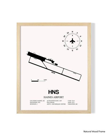 Detailed Airport Map of Haines Airport (HNS) in White with a Natural Frame