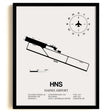 Framed Detailed Airport Map of Haines Airport (HNS) in White with a Black Frame