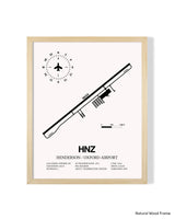 Detailed Airport Map of Henderson/Oxford Airport (HNZ) in White with a Natural Frame