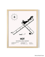 Detailed Airport Map of Memorial Field Airport (HOT) in White with a Natural Frame