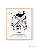 Detailed Airport Map of William P. Hobby Airport (HOU) in White with a Natural Frame